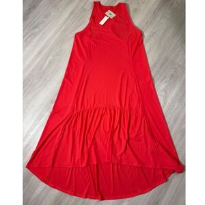 Sweaty Betty Red High Low Maxi Dress Racerback Sleeveless Womens L NWT